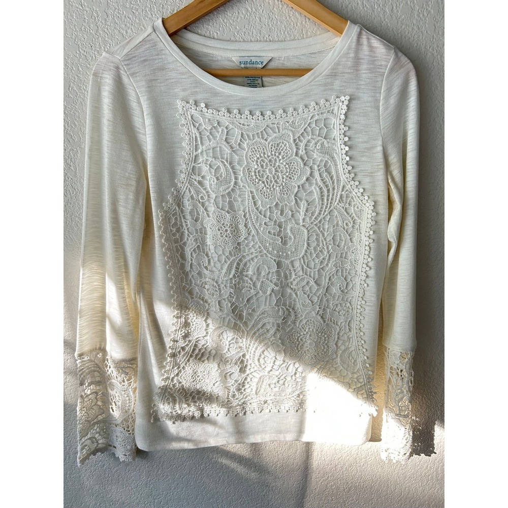 Coastal Heirloom Lace Top Sundance Ivory Crochet Layer L